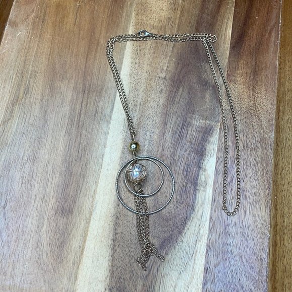 Double Hoop Tassel Long Boho Chain Necklace - Picture 2 of 9